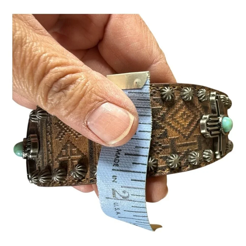 Leather & Turquoise Western‎ Style Belt XL